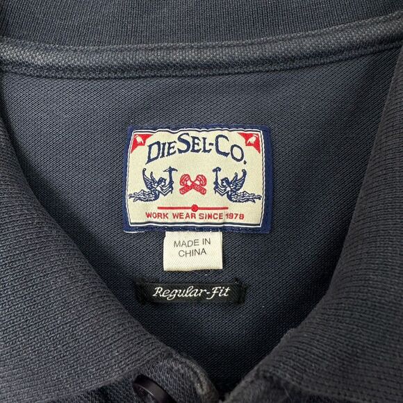 DIESEL Men's Navy Blue Raw Trim Short Sleeve Polo Shirt Regular Fit See Measure - Picture 2 of 13